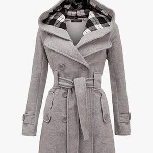 Women's Gray Double-Breasted Coat